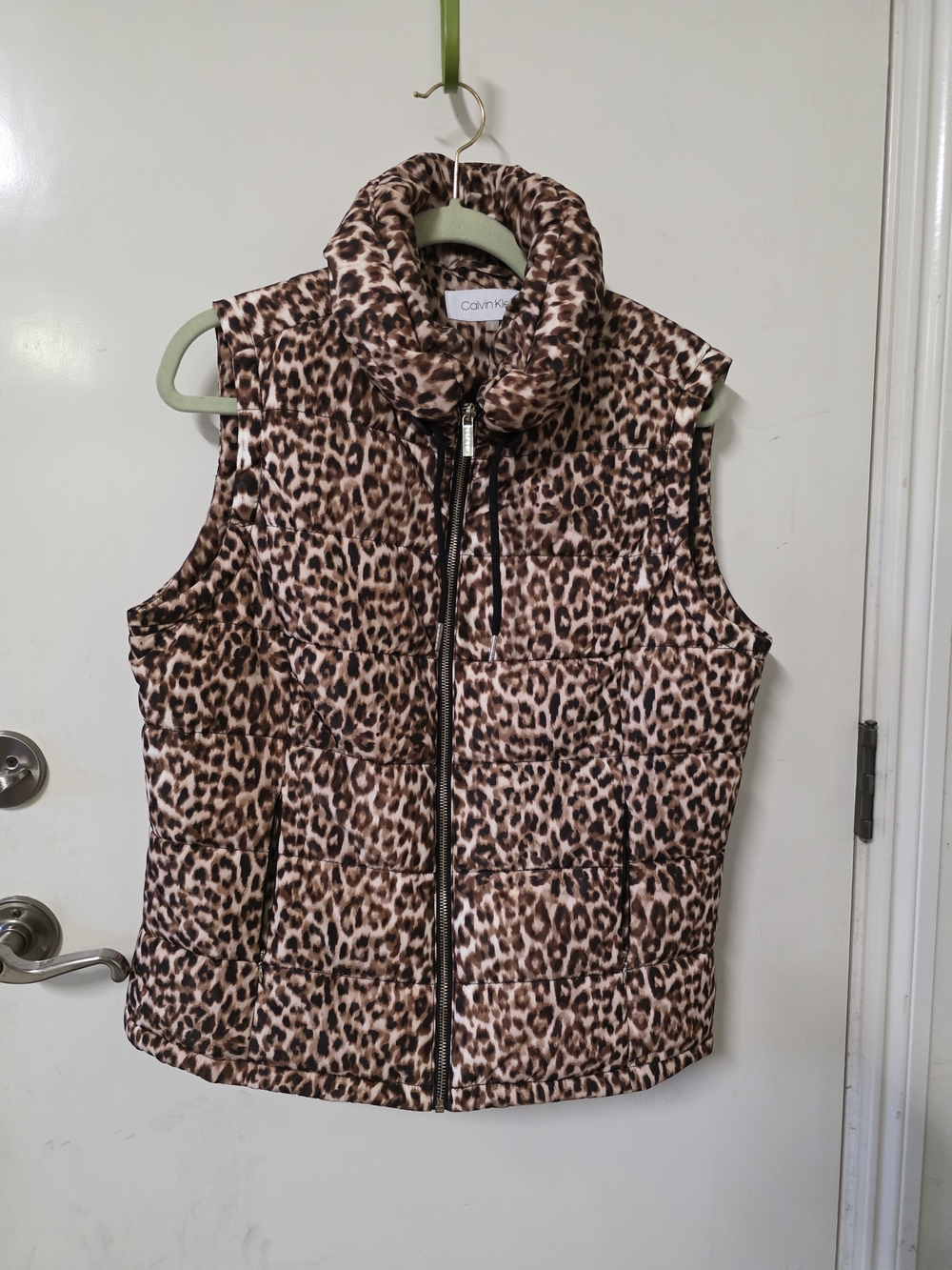 Calvin Klein Women's Leopard Print Puffer Vest - Brown